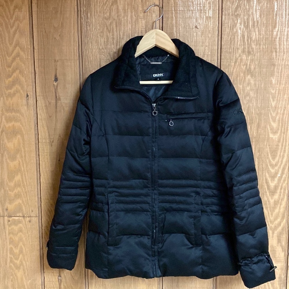 𝅺DKNY Donna Karan New York woman’s down winter puffer coat BLACK size‎ S